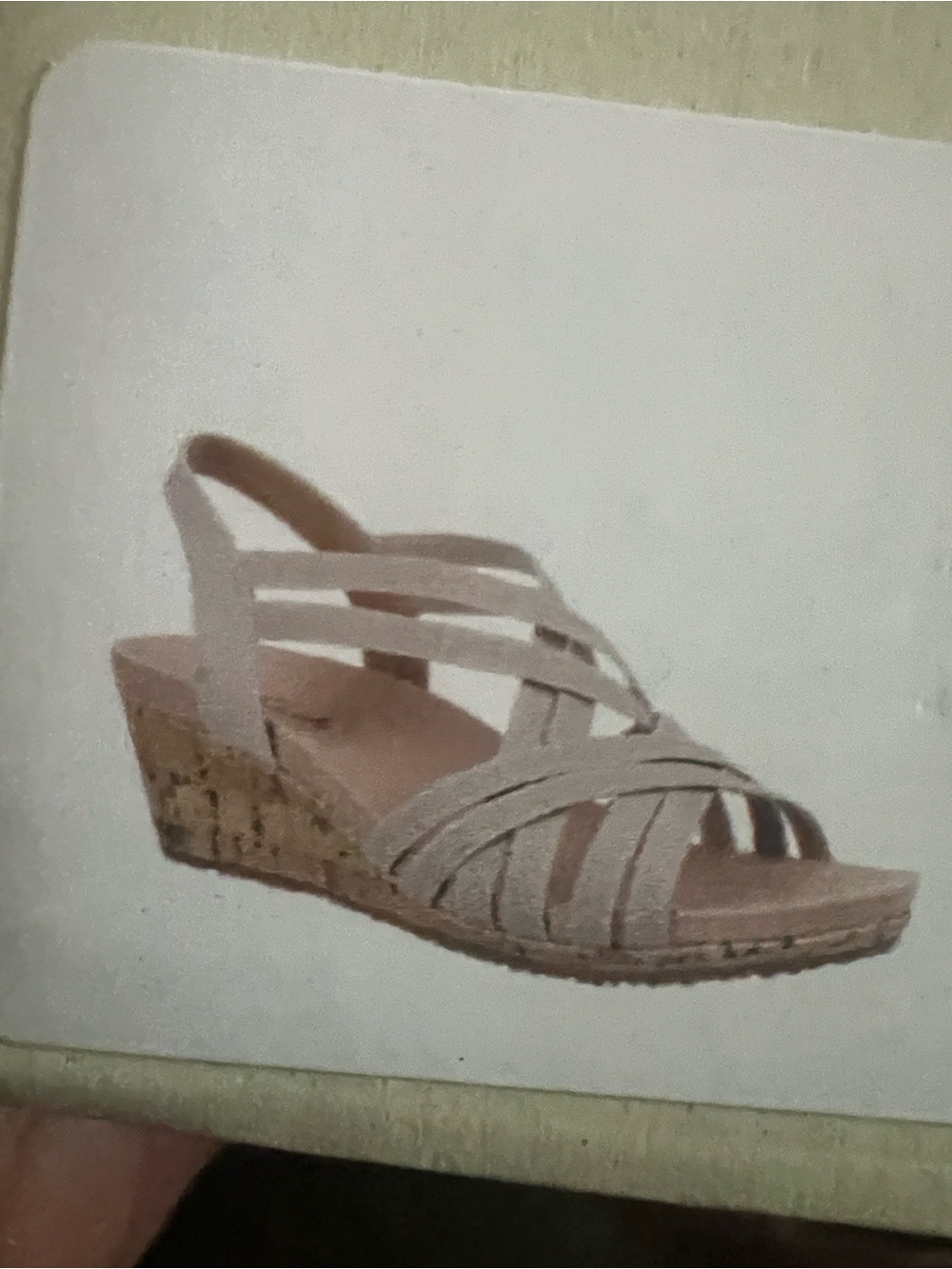 Life Stride Beige/Tan Strappy Cork Wedge Sandals